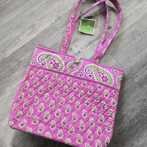 Vera Bradley Pink and Green Paisley Tote